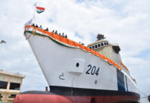 भारतीय तटरक्षक बल के पहले स्वदेशी प्रदूषण नियंत्रक पोत ‘समुद्र प्रताप’ का गोवा में हुआ जलावतरण
