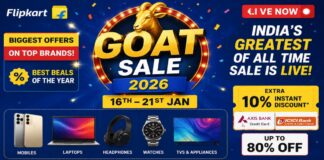 Flipkart GOAT Sale 2026 Live: जबरदस्त डिस्काउंट,एक्सचेंज डील से मिलेगा और फायदा Flipkart GOAT Sale 2026